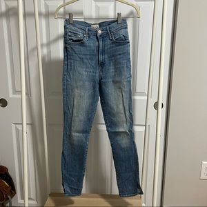 Mother- high rise side slit skinny jean